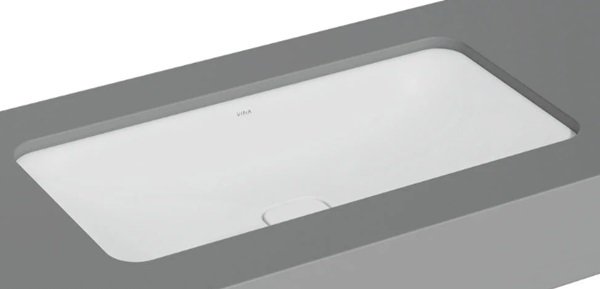 Vitra 7536B001-1083 Metropole Dikdörtgen Tezgahaltı Lavabo 80 cm Mat Beyaz.
